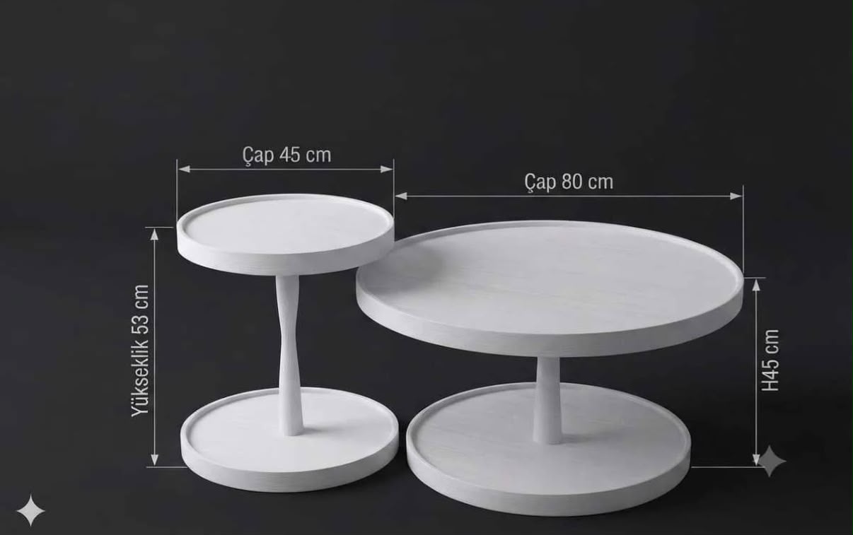 Cosmos Orta ve Yan Sehpa 2'li Set - Görsel 4